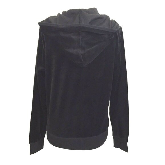 Champion Velour Hooded Athletic Zip Front Top Hoodie Womens size Small Black - Picture 5 of 6